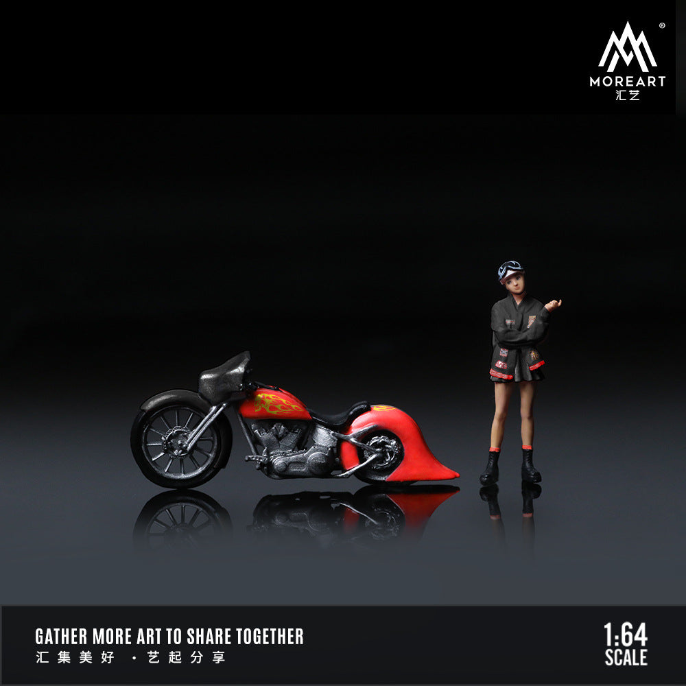 MoreArt1:64  紅焰復古摩托女郎人偶套裝樹脂模型-CASEZONE