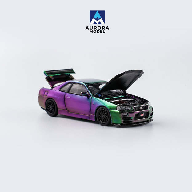 AM 2024汽車改裝展覽會展會限定 R34前後開蓋 合金車模型-CASEZONE