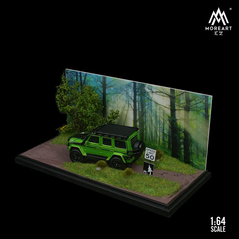 MoreArt匯藝1:64綠野尋蹤 森林原創設計仿真汽車模型微縮場景-CASEZONE
