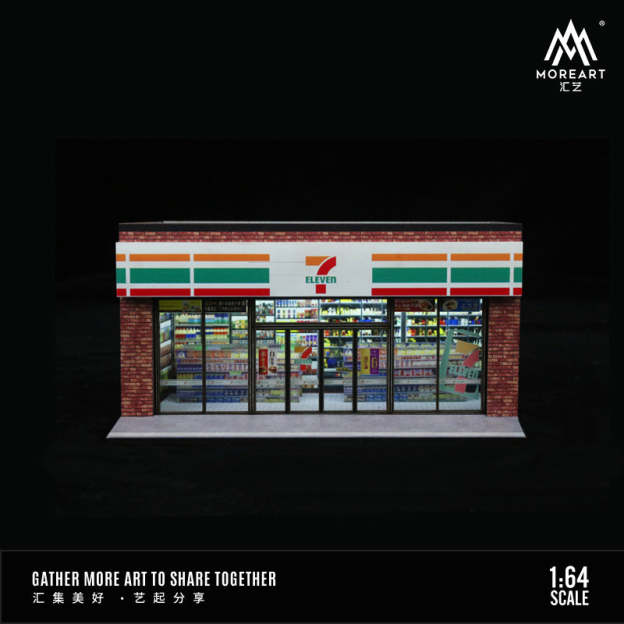 MoreArt1:64  711羅森便利店燈光版拼裝場景模型-CASEZONE