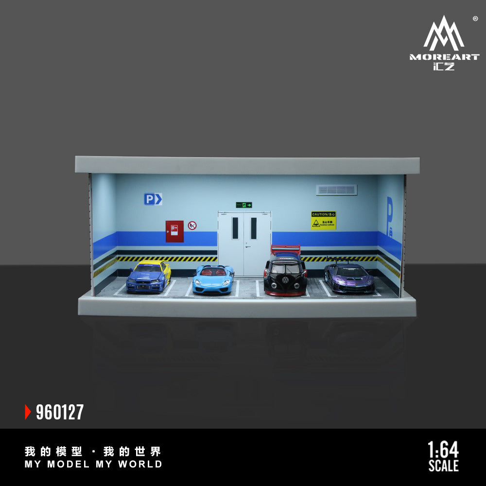 匯藝MoreArt1:64 地下停車庫燈光版拼裝場景仿真模型-CASEZONE
