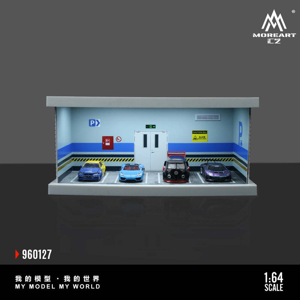 匯藝MoreArt1:64 地下停車庫燈光版拼裝場景仿真模型-CASEZONE