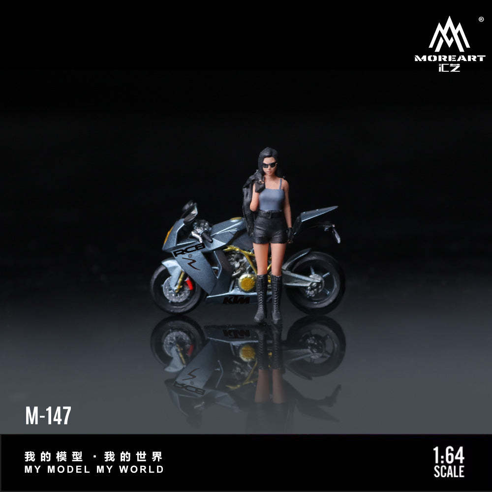 MoreArt1:64  KTM1190灰色靚女摩托人偶仿真樹脂模型-CASEZONE