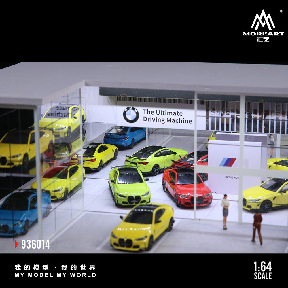 MoreArt1:64 雙層拼裝展廳寶馬店燈光場景模型-CASEZONE