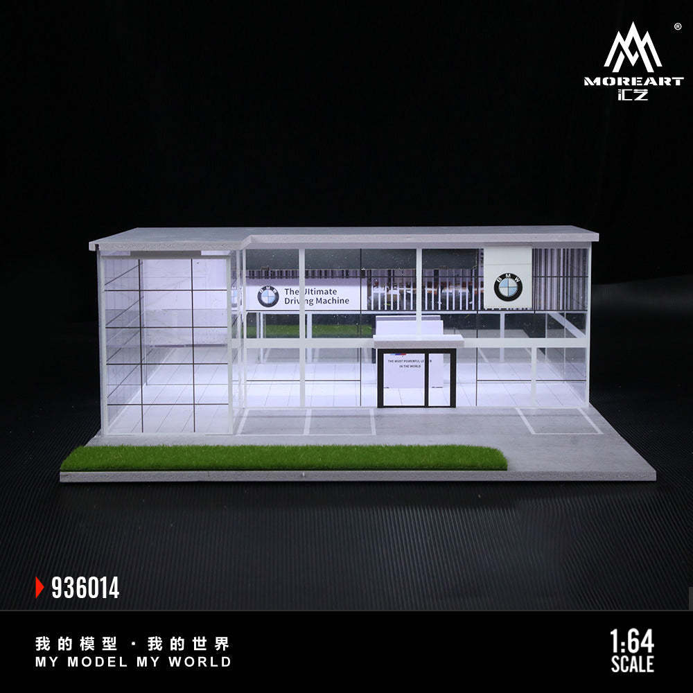MoreArt1:64 雙層拼裝展廳寶馬店燈光場景模型-CASEZONE