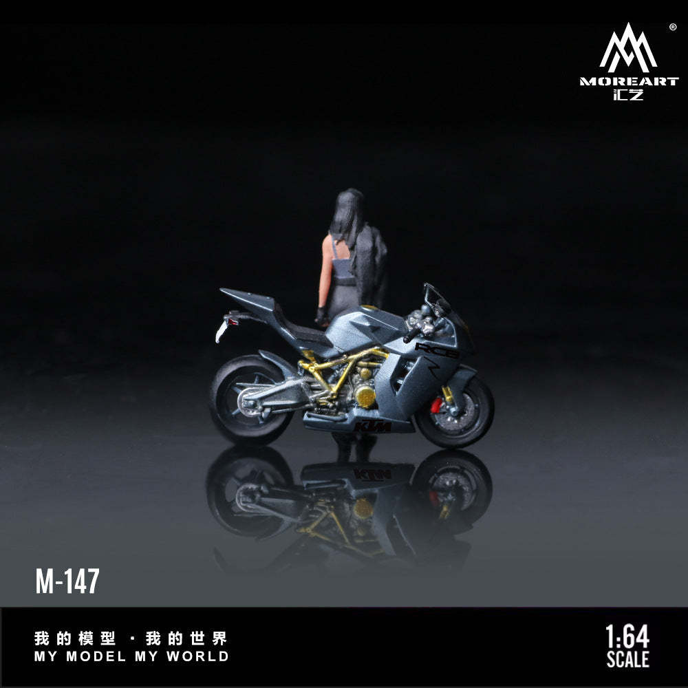 MoreArt1:64  KTM1190灰色靚女摩托人偶仿真樹脂模型-CASEZONE