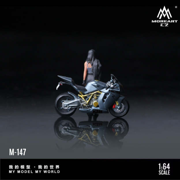 MoreArt1:64  KTM1190灰色靚女摩托人偶仿真樹脂模型-CASEZONE