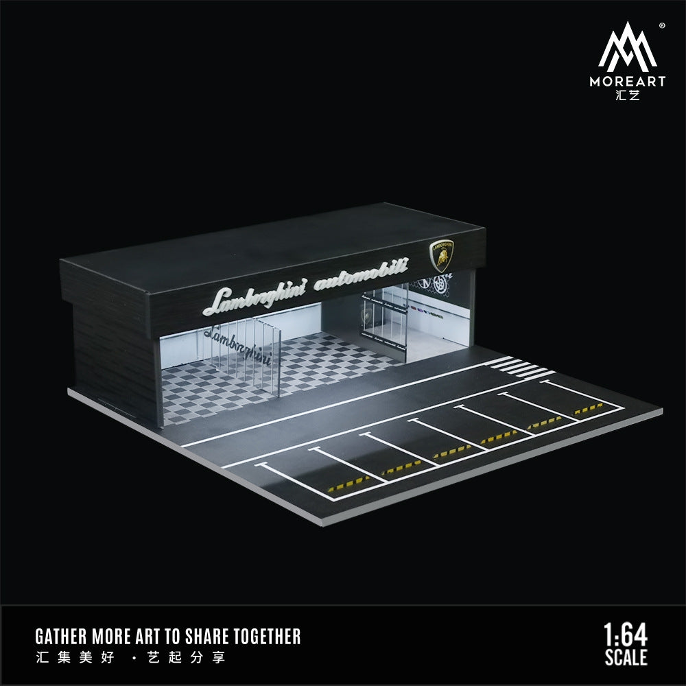 MoreArt 1:64 保時捷 蘭博改裝店燈光版場景模型-CASEZONE