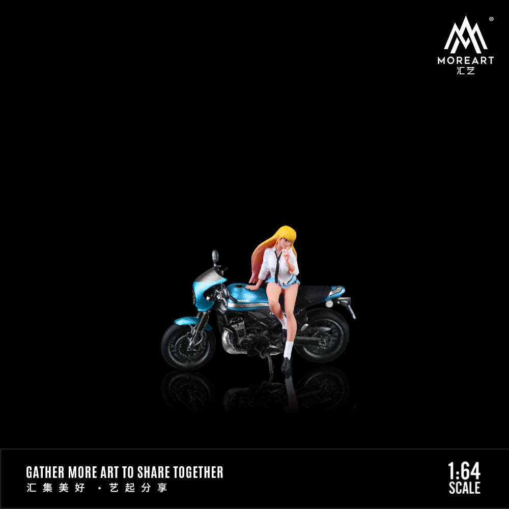 MoreArt1:64  川崎Z900RS藍色少女摩托人偶套裝樹脂模型-CASEZONE