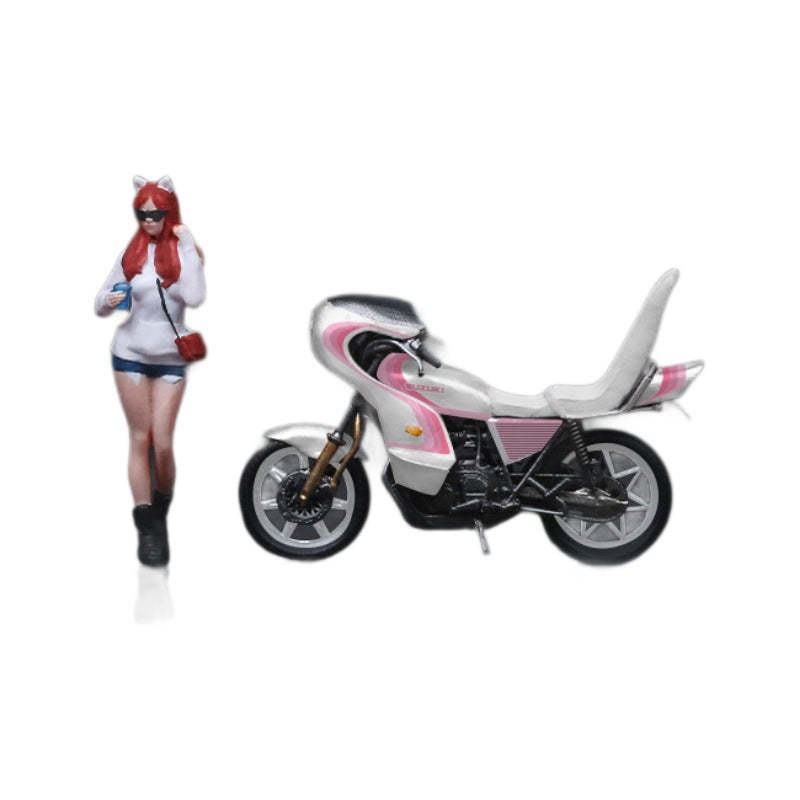 MoreArt1:64  暴走族白粉拉花摩托人偶套裝樹脂模型-CASEZONE