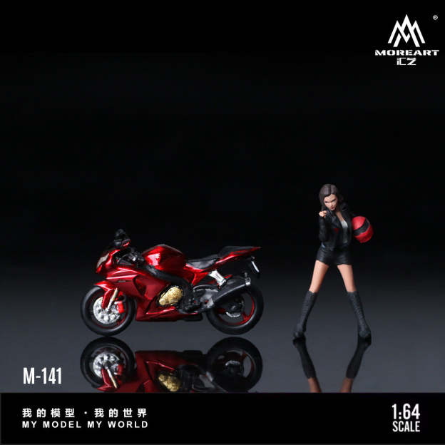 MoreArt1:64  鈴木透明紅摩托女郎仿真樹脂模型-CASEZONE