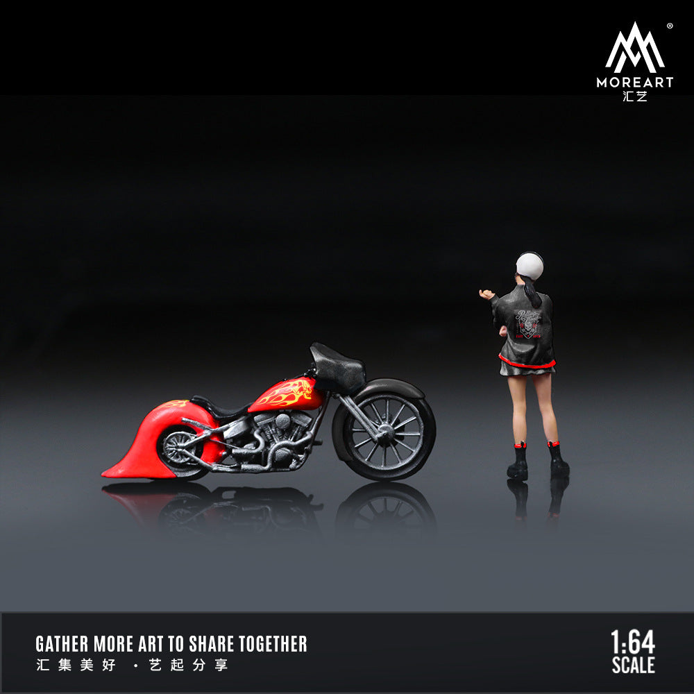MoreArt1:64  紅焰復古摩托女郎人偶套裝樹脂模型-CASEZONE
