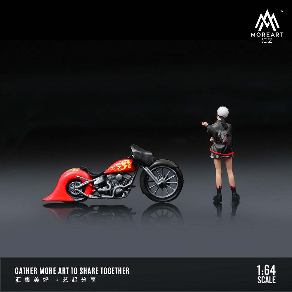 MoreArt1:64  紅焰復古摩托女郎人偶套裝樹脂模型-CASEZONE