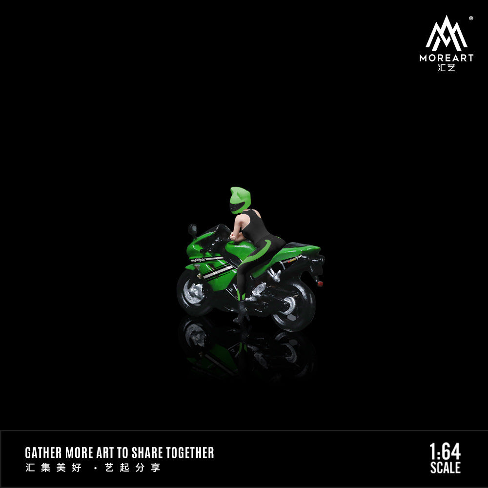 MoreArt1:64  川崎ZX-10R綠色少女摩托人偶套裝樹脂模型-CASEZONE