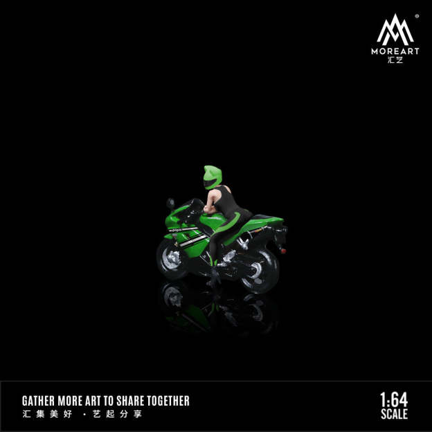 MoreArt1:64  川崎ZX-10R綠色少女摩托人偶套裝樹脂模型-CASEZONE