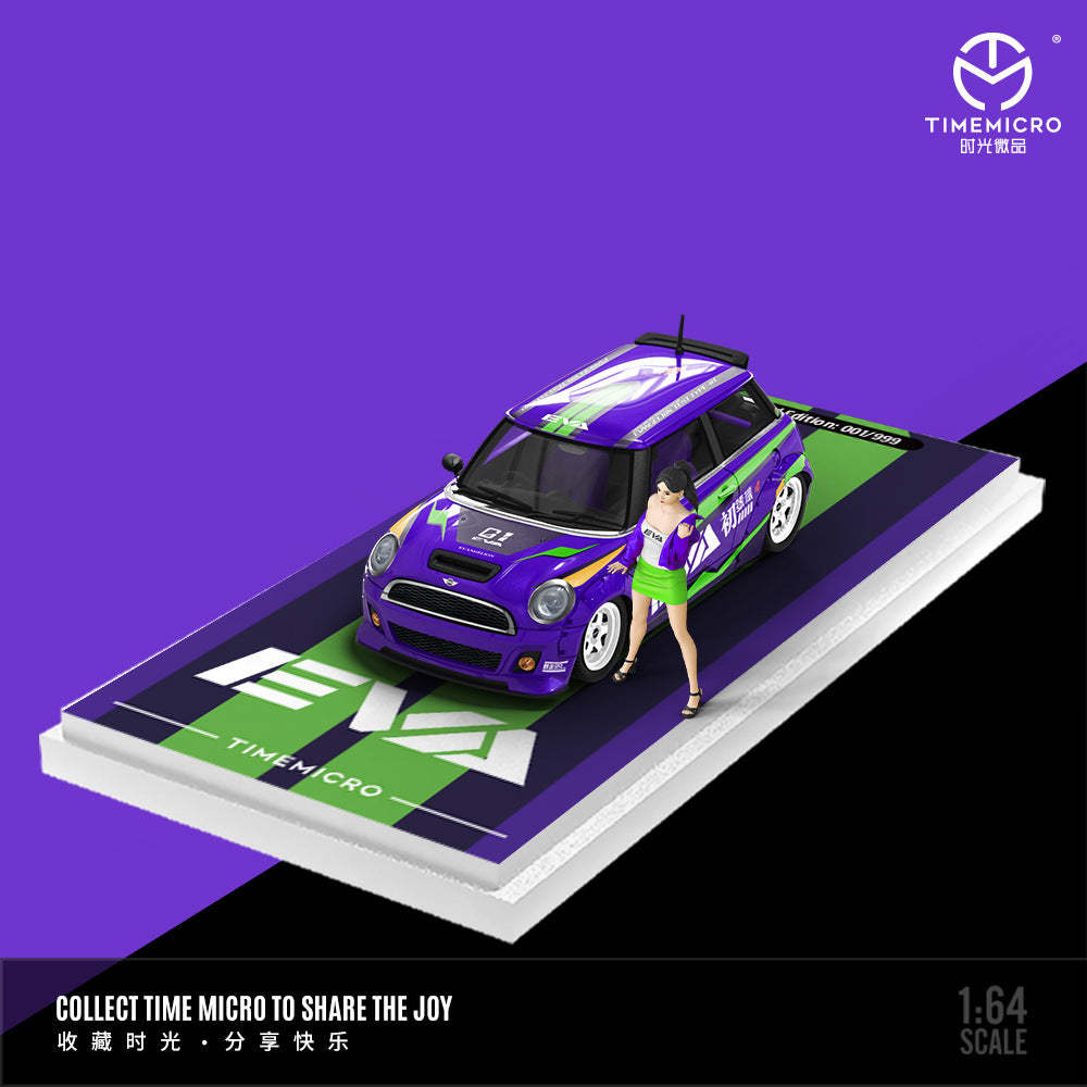 TM1:64 寶馬MINI COOPER EVA初號機 二號機仿真合金汽車模型-CASEZONE