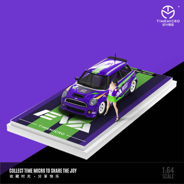 TM1:64 寶馬MINI COOPER EVA初號機 二號機仿真合金汽車模型-CASEZONE