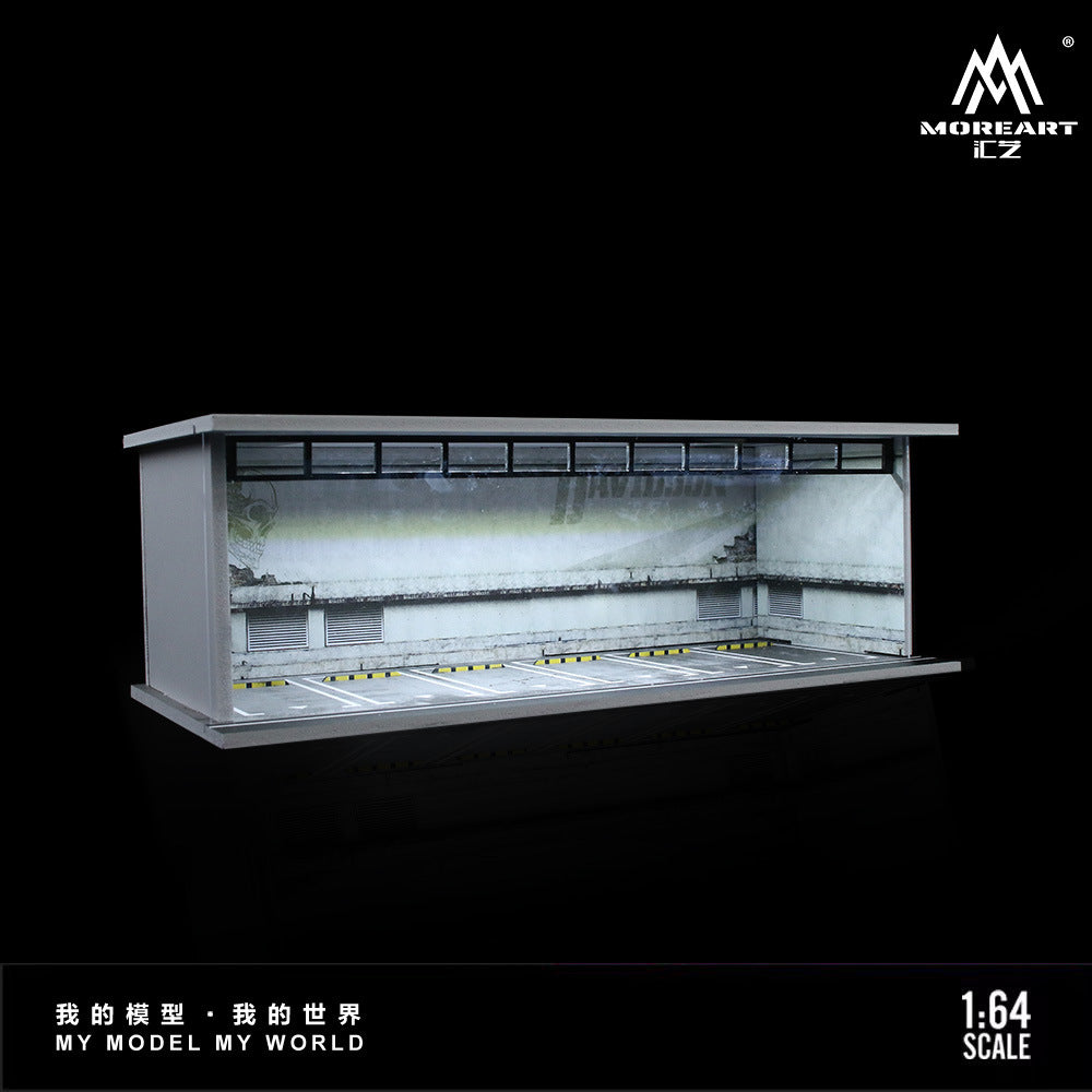 MoreArt 1:64 停車場燈光版拼裝場景 停車位擺件-CASEZONE