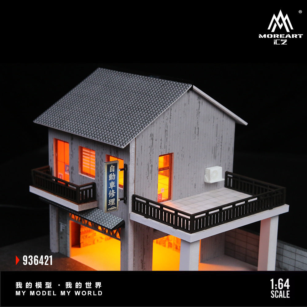 匯藝MoreArt1:64 日式自動車修理廠燈光場景仿真模型-CASEZONE