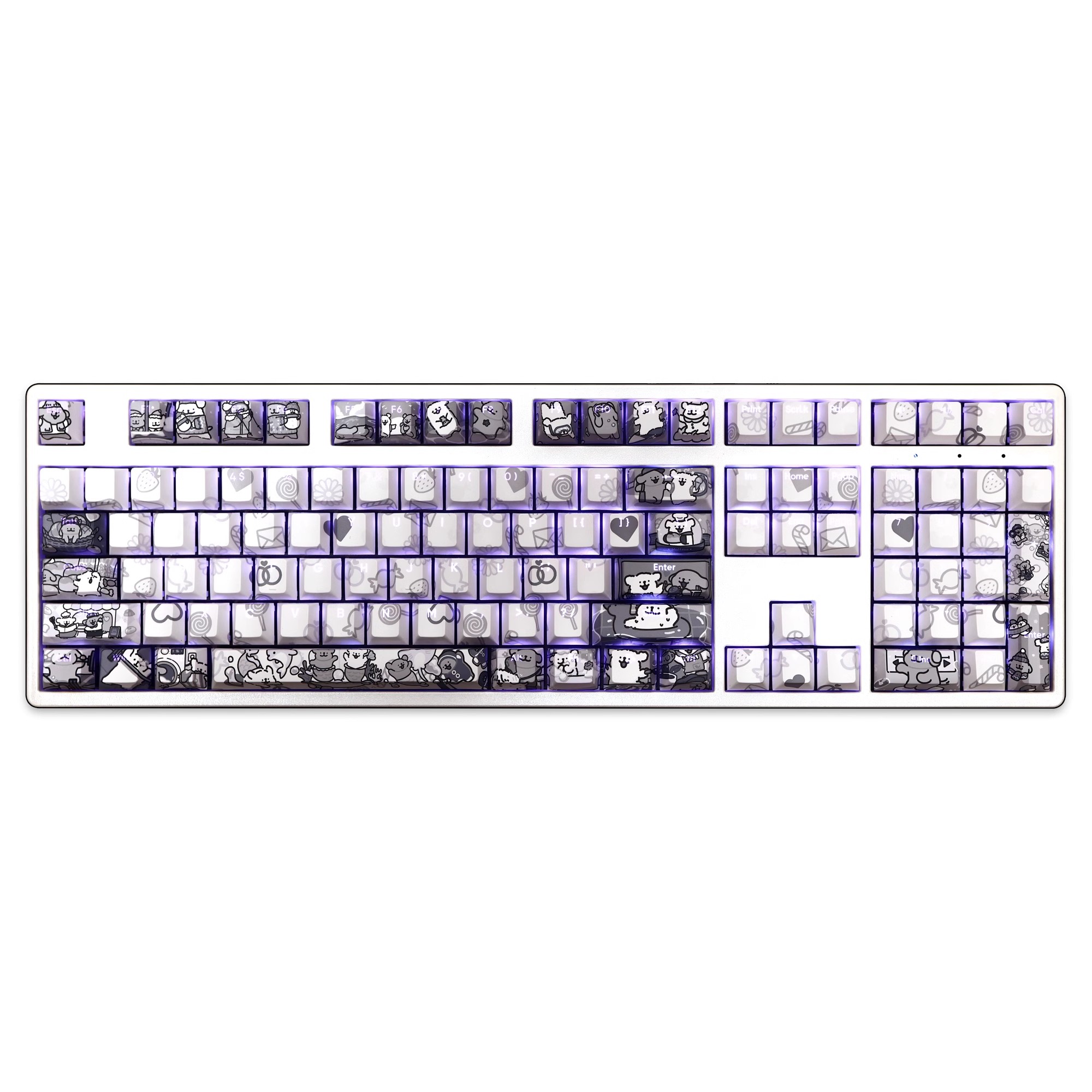 線條小狗透光RGB108鍵標準配列衛星軸鍵帽-CASEZONE