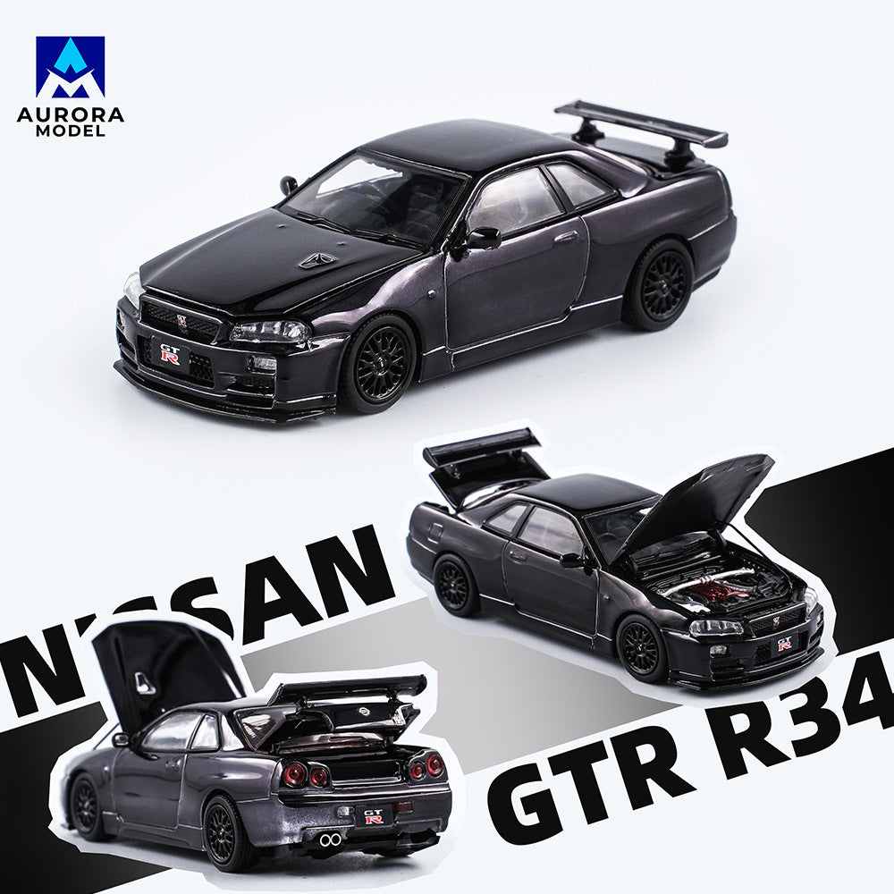 AM 2024汽車改裝展覽會展會限定 R34前後開蓋 合金車模型-CASEZONE