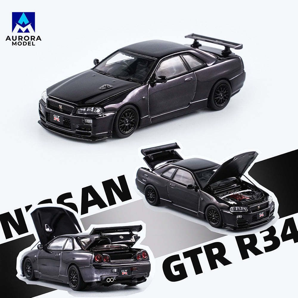 AM 2024汽車改裝展覽會展會限定 R34前後開蓋 合金車模型-CASEZONE