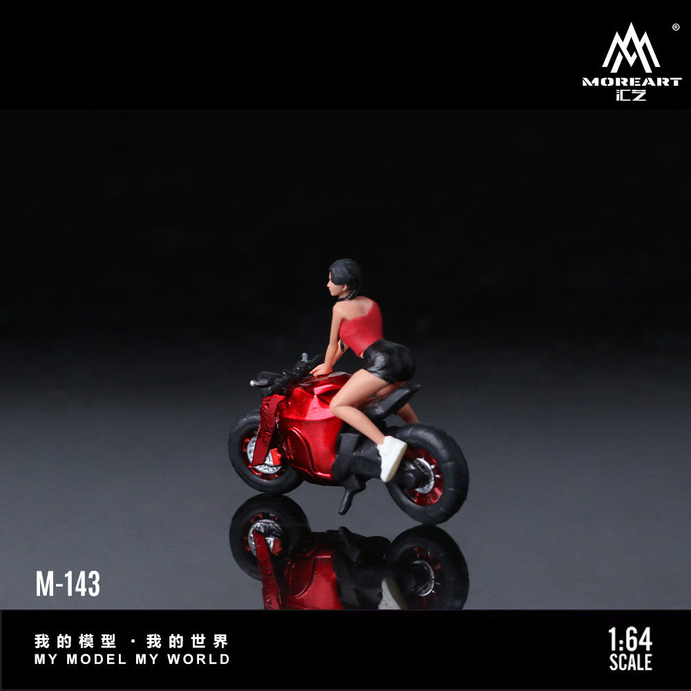 MoreArt1:64  短尾透明紅摩托女郎仿真樹脂模型-CASEZONE