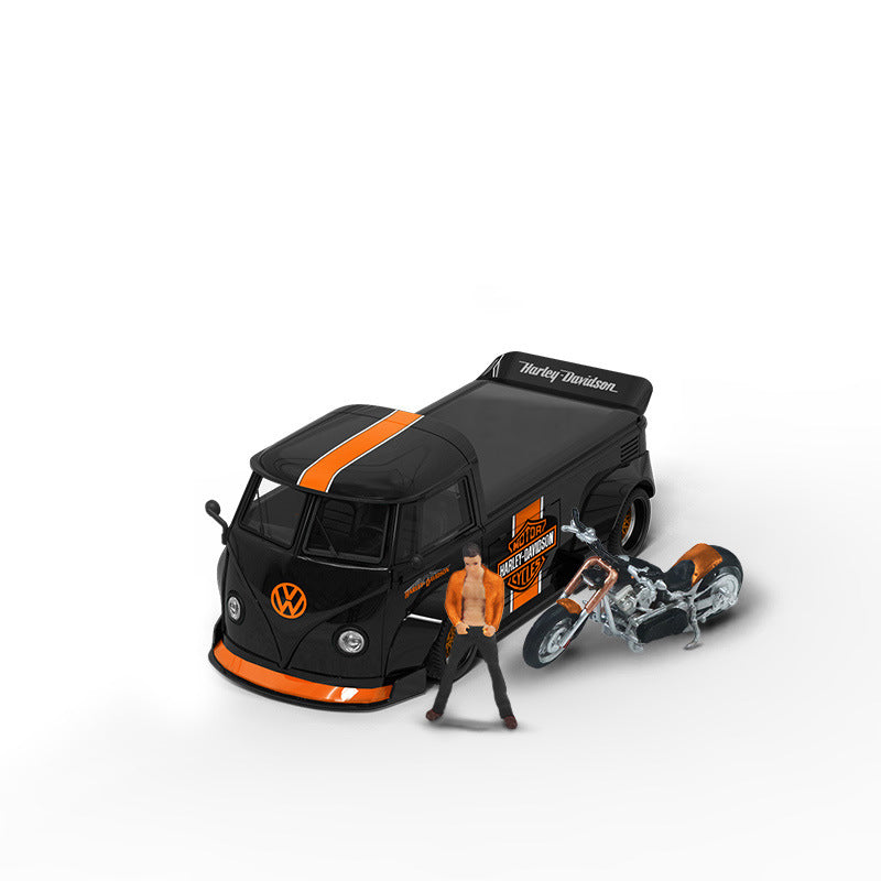 TimeMicro & MoreArt 1:64 大衆T1皮卡哈雷系列仿真汽車模型-CASEZONE