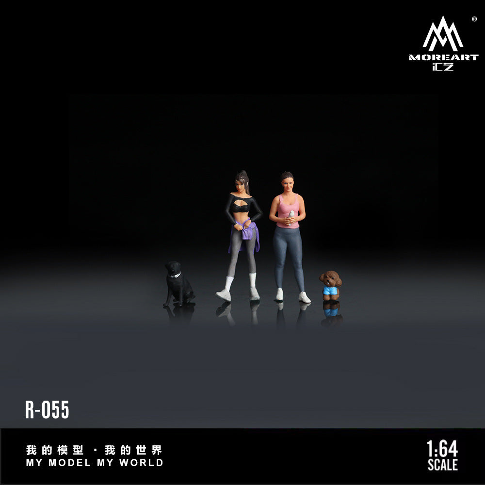 MoreArt1:64  遛狗女郎人偶套裝仿真樹脂模型-CASEZONE