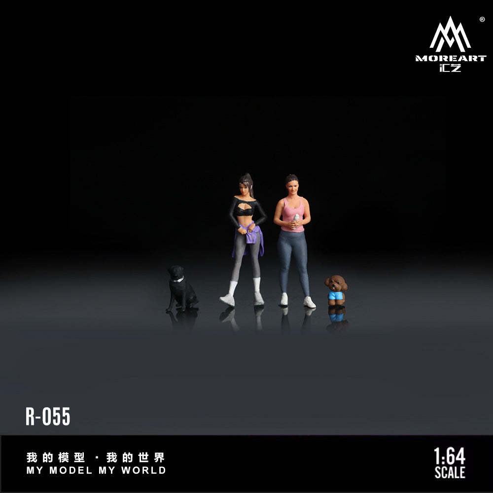 MoreArt1:64  遛狗女郎人偶套裝仿真樹脂模型-CASEZONE