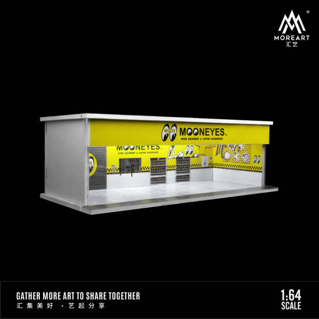 MoreArt 1:64 月亮眼 殼牌Shell維修車間燈光版拼裝場景-CASEZONE