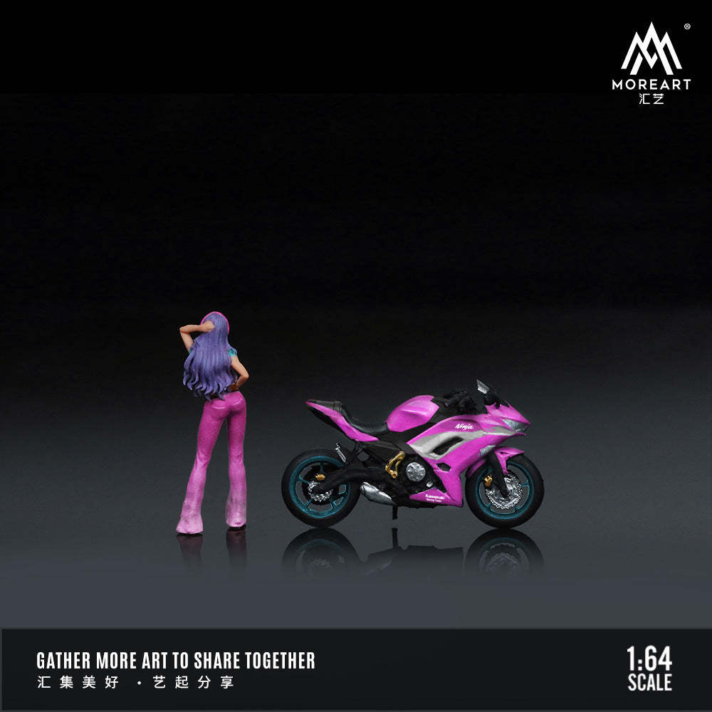 MoreArt1:64  川崎NINJA650夢幻紫摩托人偶套裝樹脂模型-CASEZONE