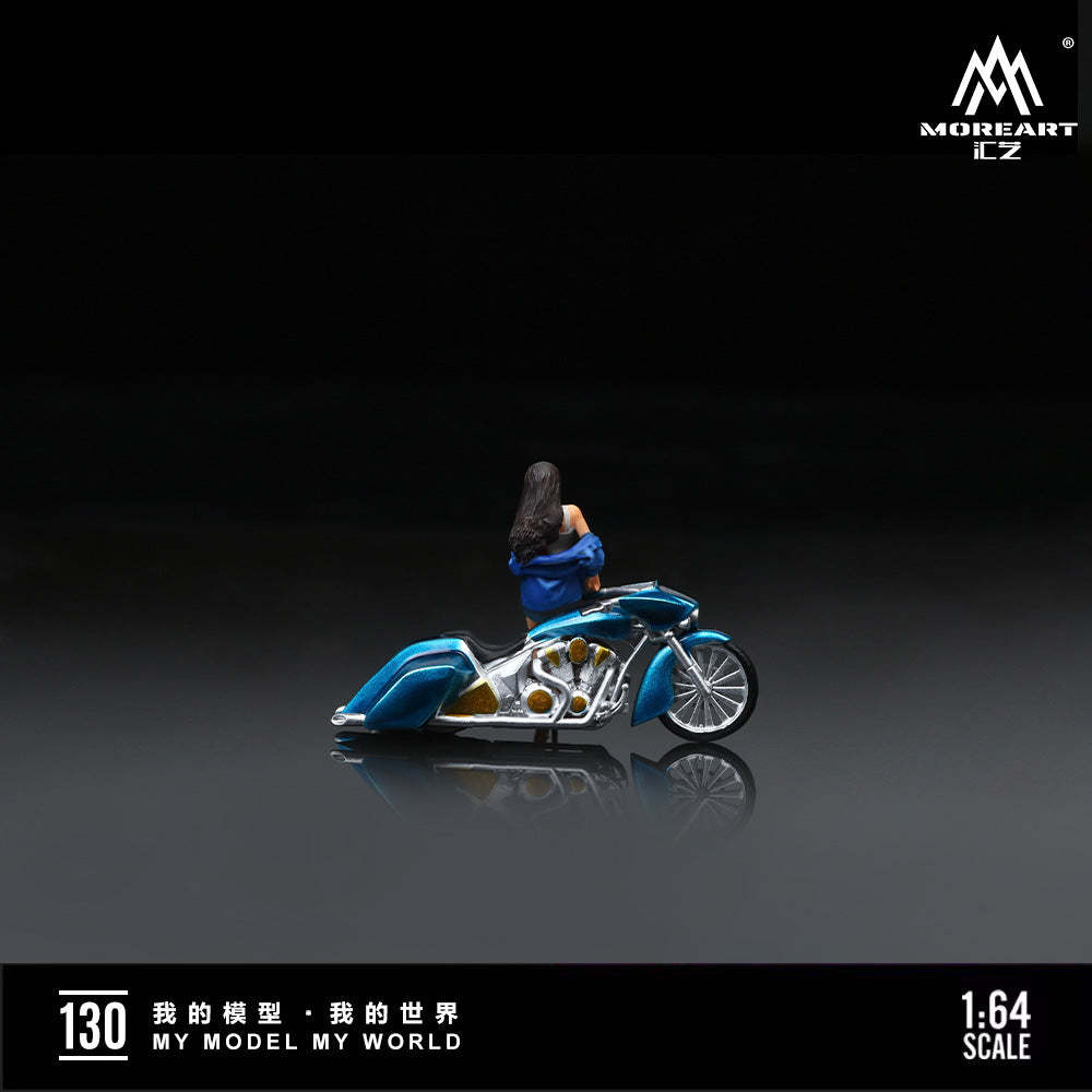 MoreArt1:64  藍色狂野機車女郎仿真樹脂模型 -CASEZONE
