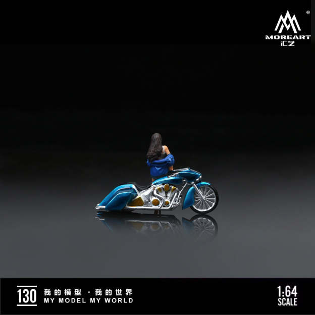 MoreArt1:64  藍色狂野機車女郎仿真樹脂模型 -CASEZONE