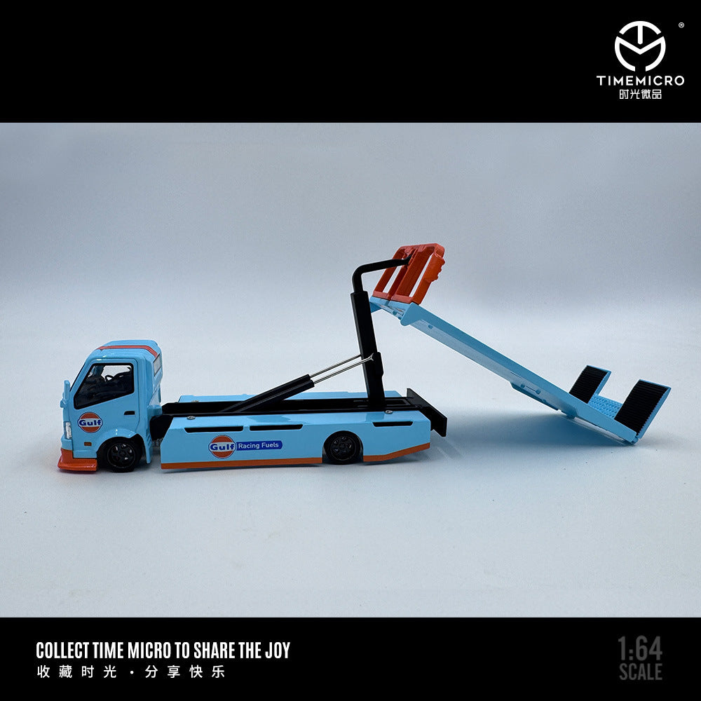 TIME MICRO 1:64 H300平板運輸拖車 海灣石油和ADVAN 仿真合金車模型-CASEZONE