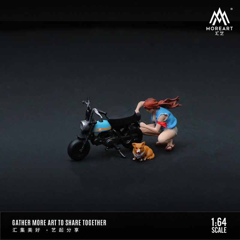 匯藝1:64修摩托車的小女孩樹脂微縮仿真模型-CASEZONE