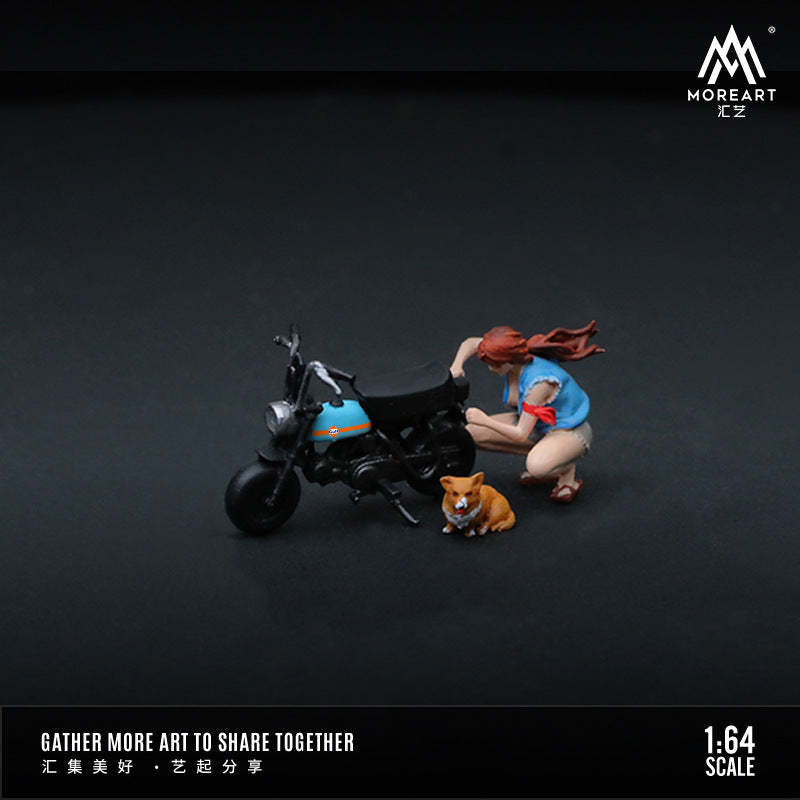 匯藝1:64修摩托車的小女孩樹脂微縮仿真模型-CASEZONE