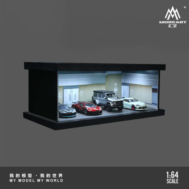 MoreArt 1:64 主題停車四車位燈光版拼裝場景-CASEZONE