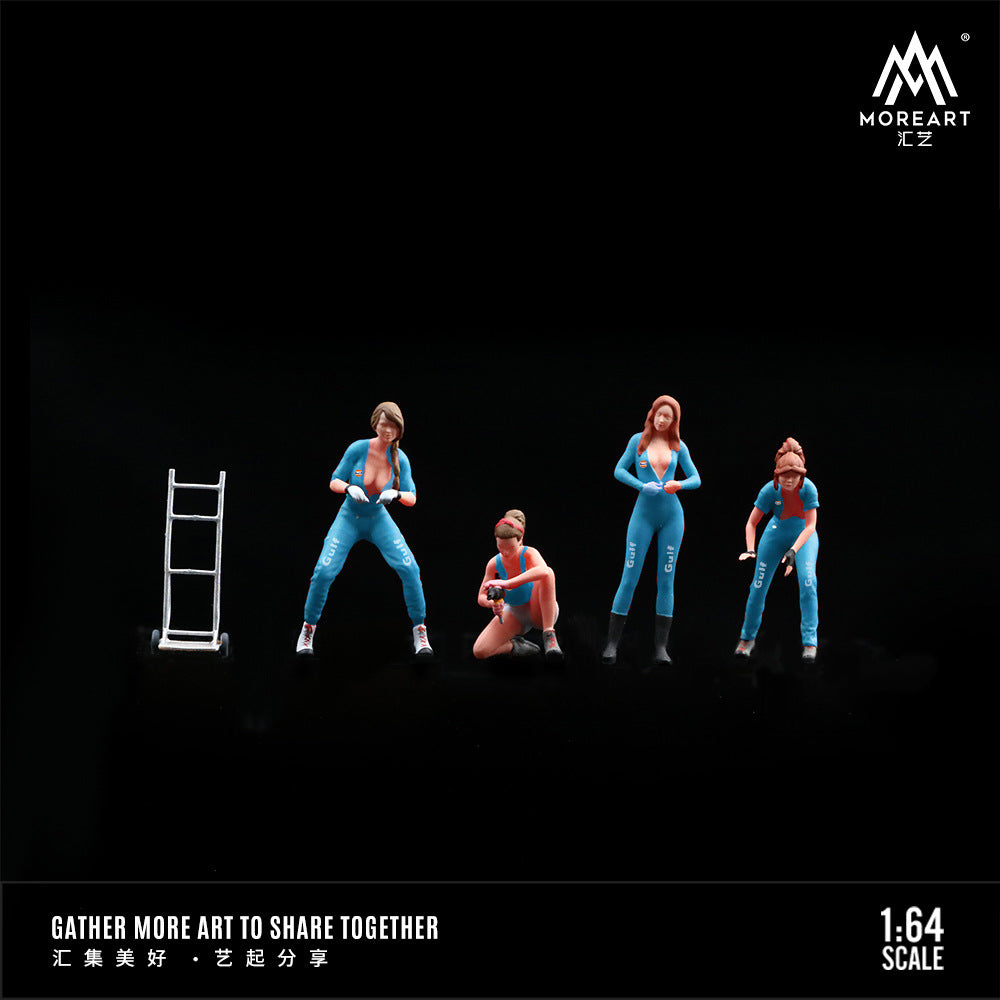 1:64 海灣石油 殼牌主題汽車修理工人偶套裝樹脂模型-CASEZONE