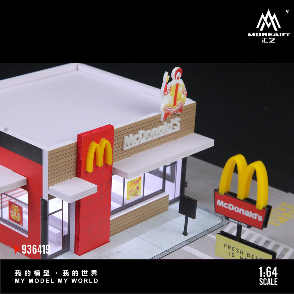 MoreArt 1:64 美式麥當勞燈光版場景模型-CASEZONE