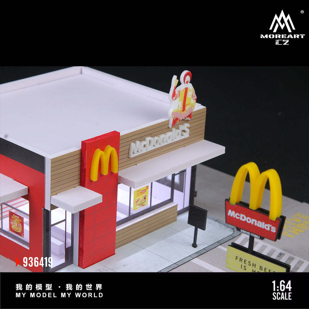 MoreArt 1:64 美式麥當勞燈光版場景模型-CASEZONE