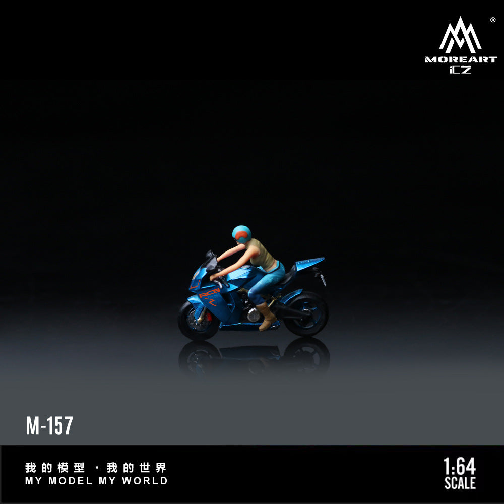 MoreArt 1:64 KTM1190亮藍女郎摩托人偶套裝仿真樹脂模型-CASEZONE