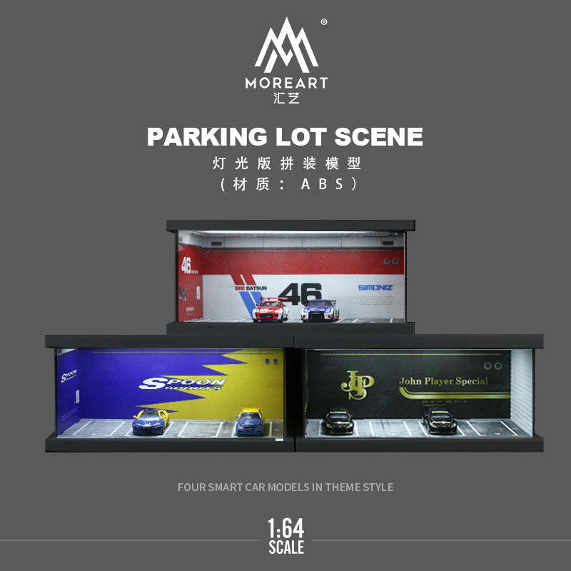 MoreArt 1:64 主題停車四車位燈光版拼裝場景模型-CASEZONE