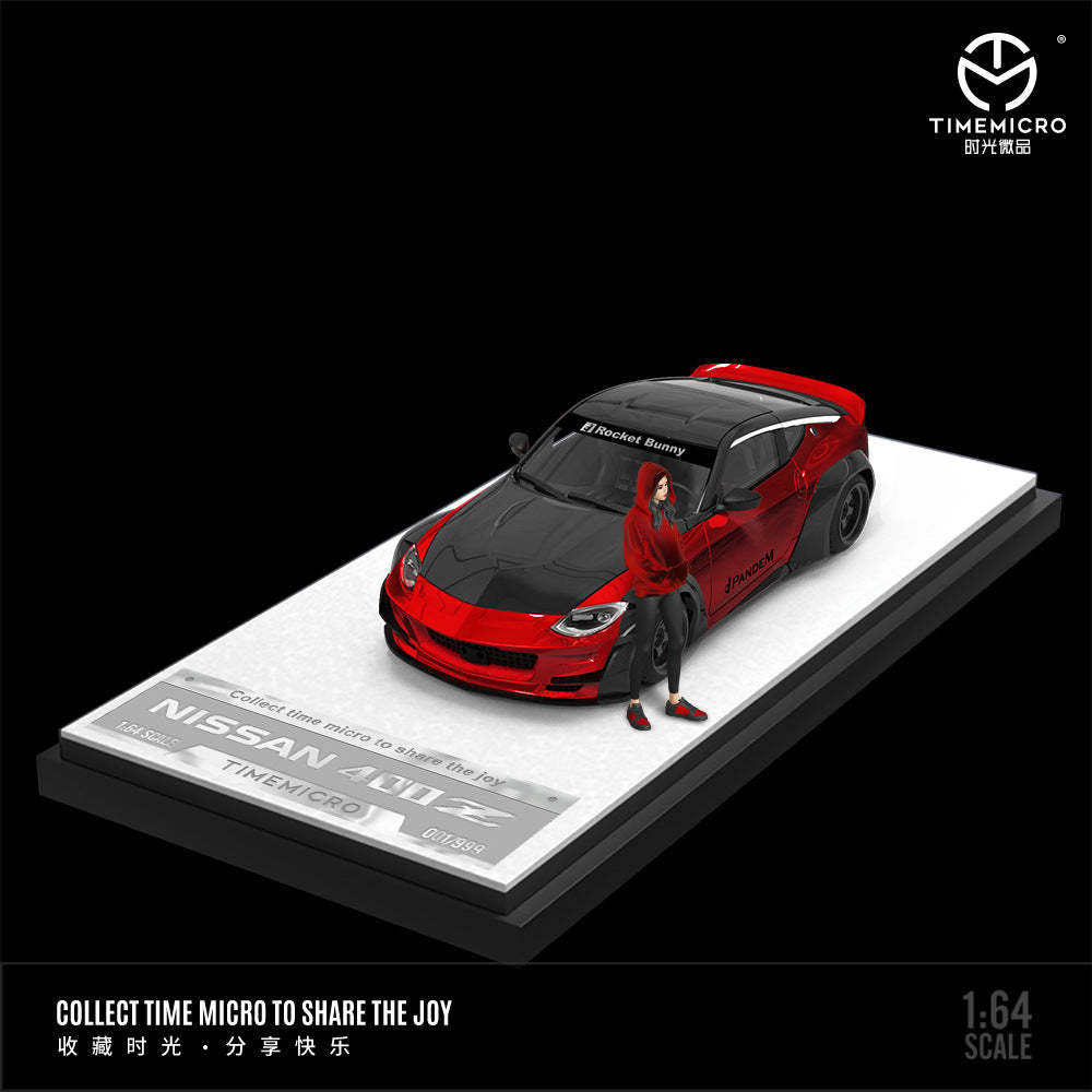 TimeMicro 1:64 尼桑400Z 金屬紅黑和橙黑塗裝仿真合金汽車模型-CASEZONE