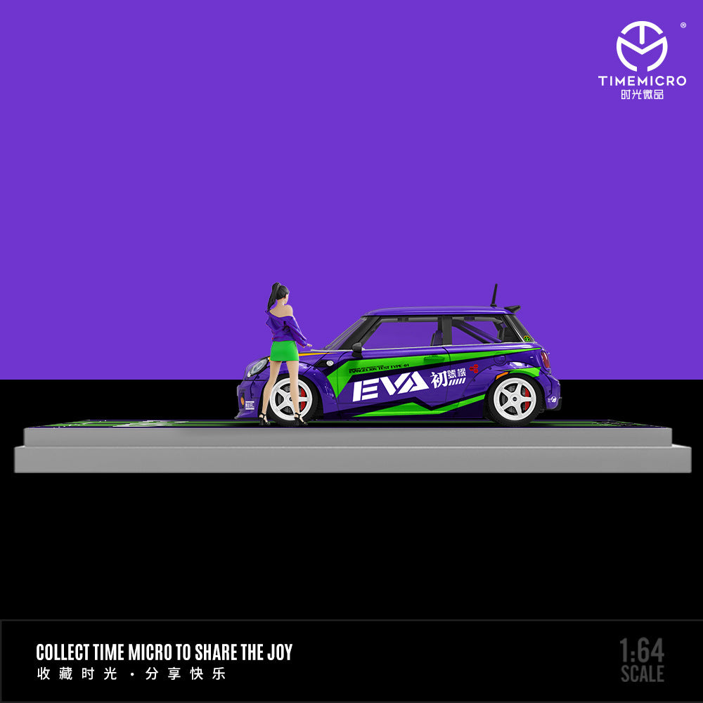 TM1:64 寶馬MINI COOPER EVA初號機 二號機仿真合金汽車模型-CASEZONE