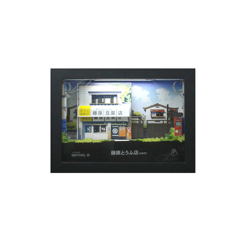MOREL ART 1:64 頭文字D一體情景燈光版相框立體畫仿真場景模型-CASEZONE