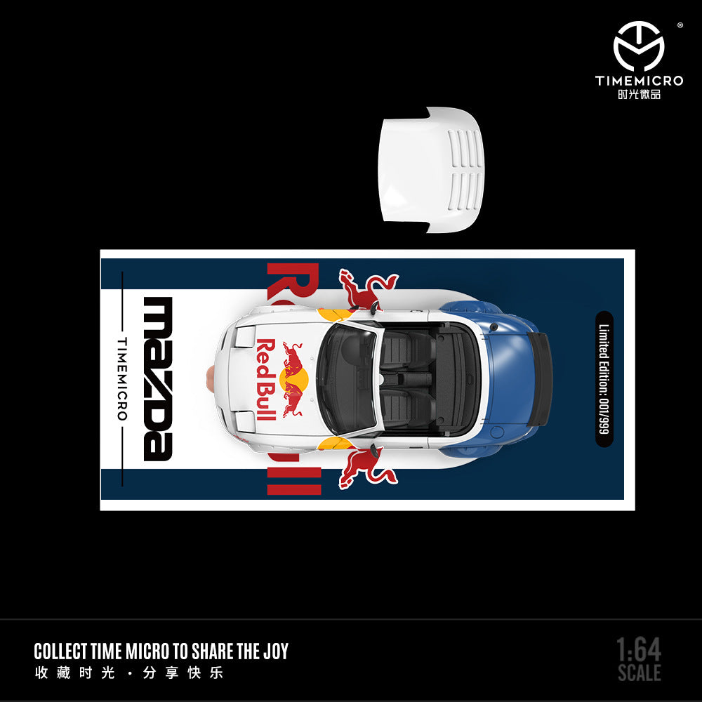 TimeMicro 1:64 馬自達 MX5 紅牛和彩條塗裝仿真合金汽車-CASEZONE