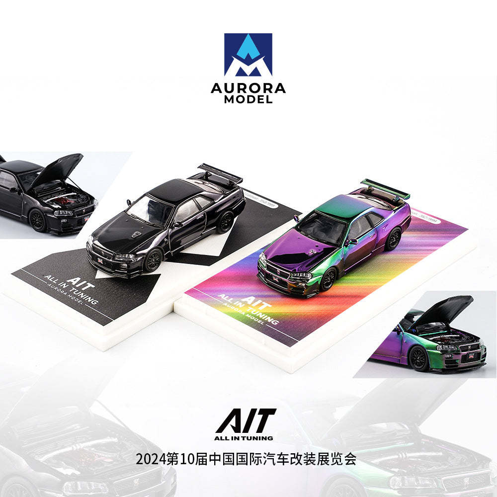 AM 2024汽車改裝展覽會展會限定 R34前後開蓋 合金車模型-CASEZONE