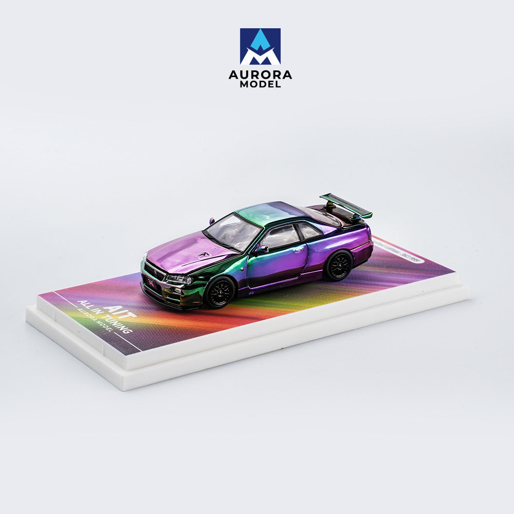 AM 2024汽車改裝展覽會展會限定 R34前後開蓋 合金車模型-CASEZONE