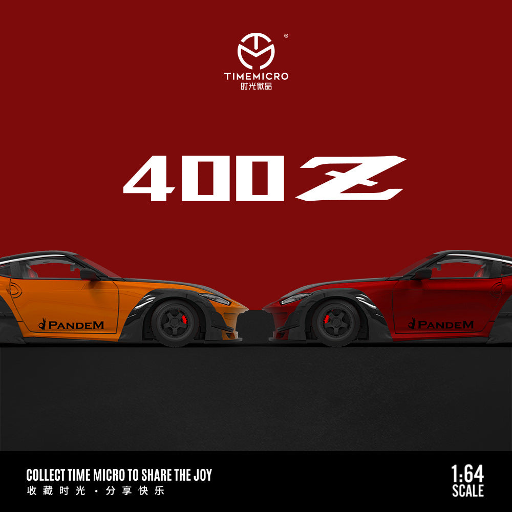 TimeMicro 1:64 尼桑400Z 金屬紅黑和橙黑塗裝仿真合金汽車模型-CASEZONE
